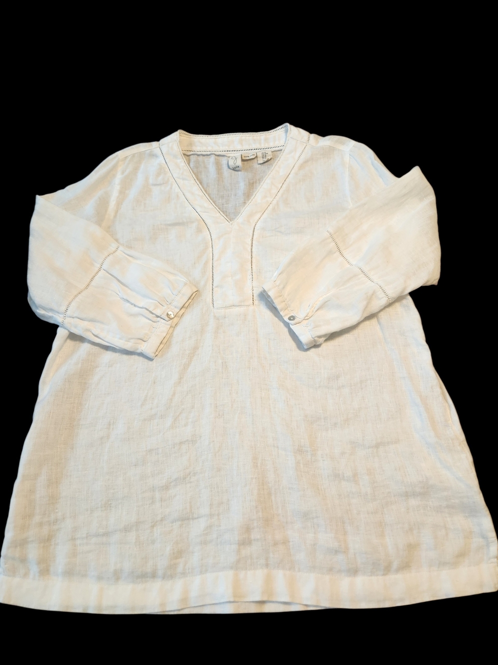 Joie Cream V-Neck Linen Tunic, Womens, Medium